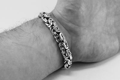Heavy Byzantine silver bracelet (11 mm) | Oval