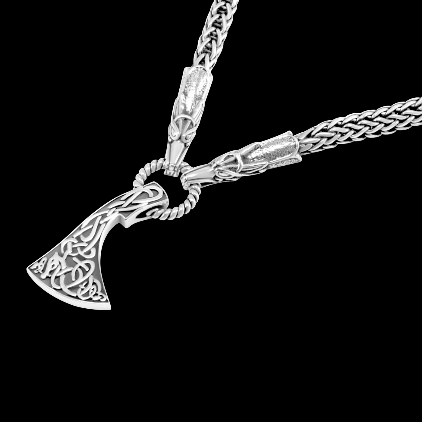 Collar de hacha vikinga de plata pesada (5 mm)