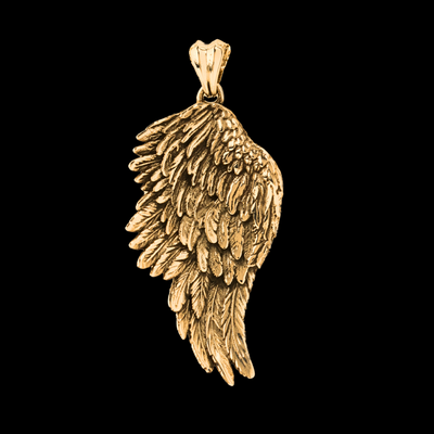 Colgante de ala de ángel de oro amarillo de 14 k