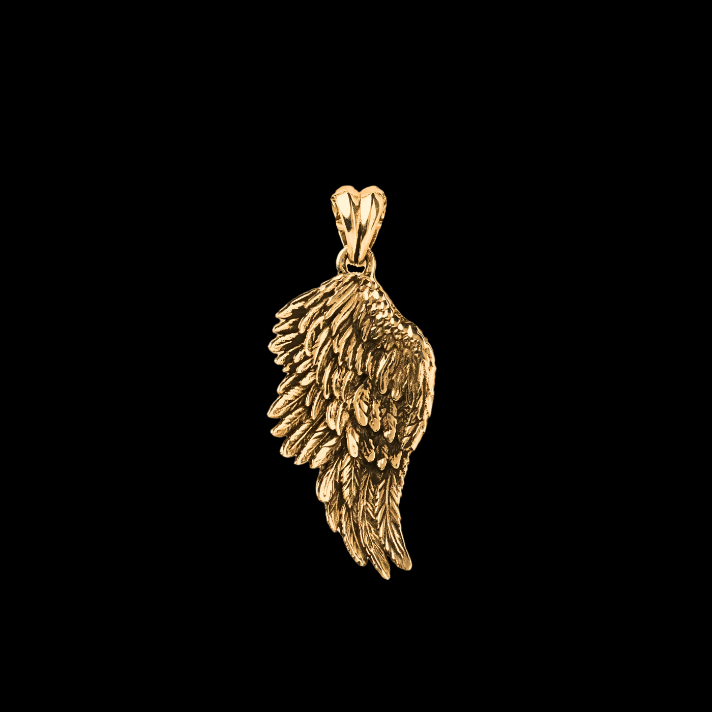 Colgante de ala de ángel de oro amarillo de 14 k 