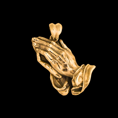 14k Yellow Gold PRAYING HANDS Pendant