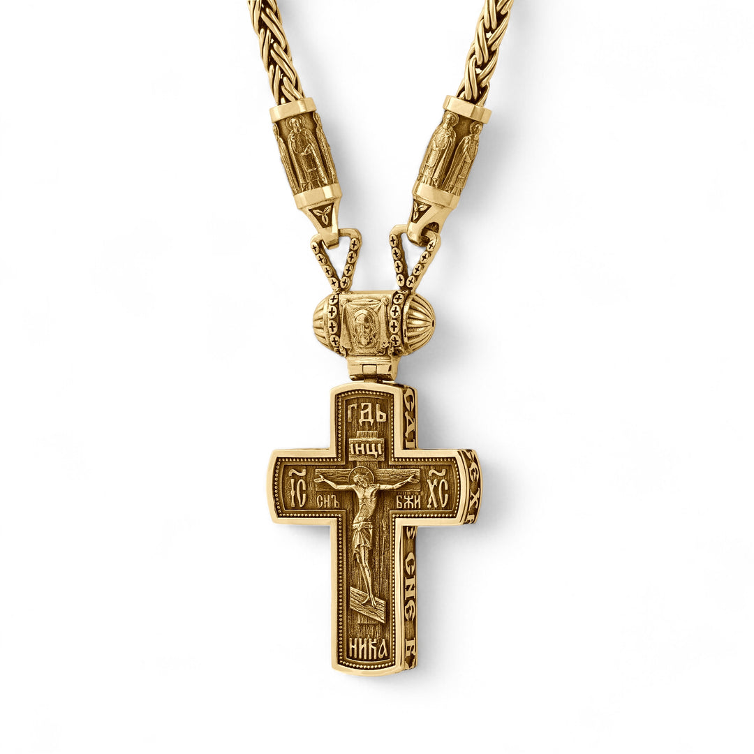 18k Yellow Gold Orthodox cross necklace – Dynamis Jewelry