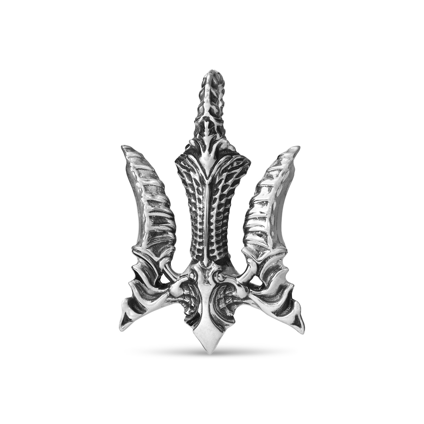 Cyber Trident Silver Pendant