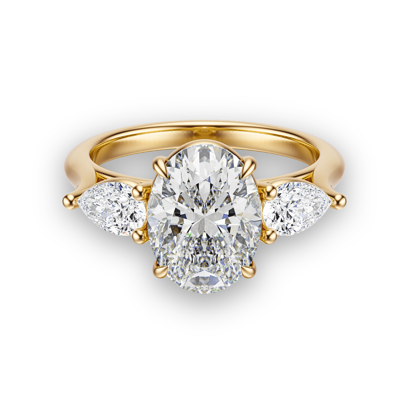 The Aurora – Oval & Pear Diamond Ring in 18K Gold