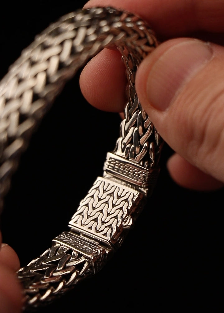 Heavy Byzantine Silver Bracelet (12 mm) | 925 Sterling Silver