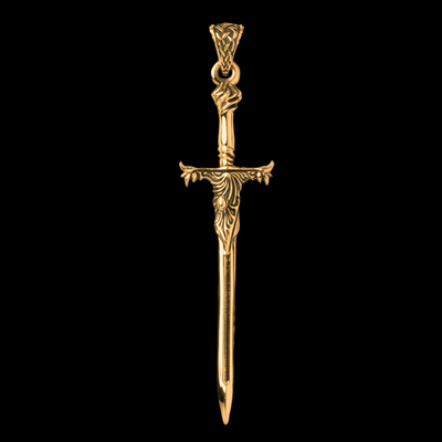 Colgante de espada de oro amarillo de 14 k