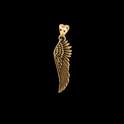 Colgante de ala de ángel de oro amarillo de 14 k