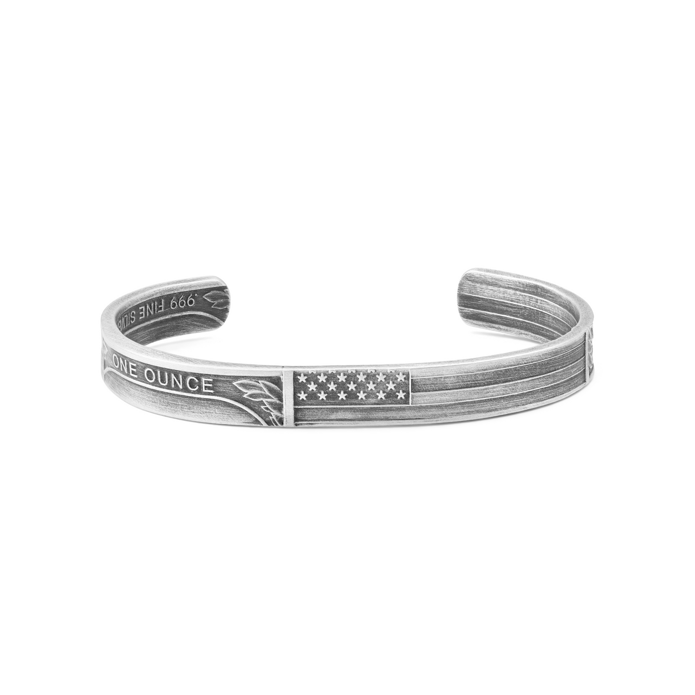 USA Flag Cuff Bracelet 999 Fine Silver