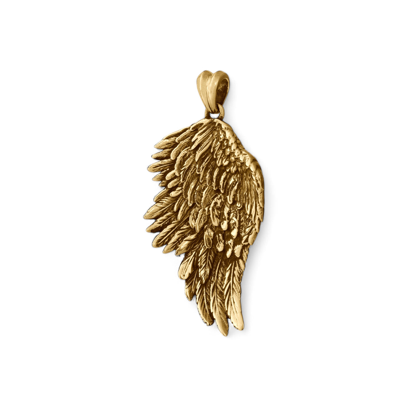 Colgante de ala de ángel de oro amarillo de 14 k 