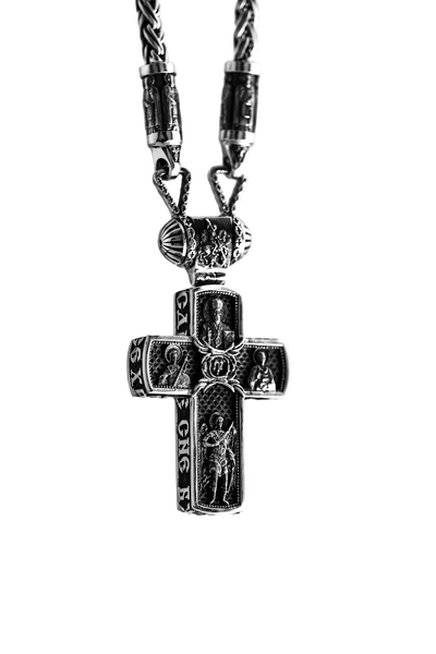 银色东正教十字架项链