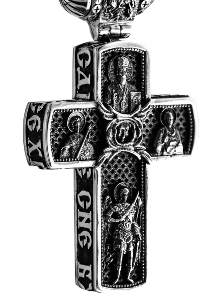 Collar de cruz ortodoxa de plata