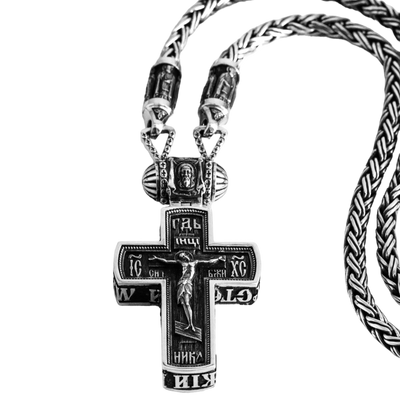 Collar de cruz ortodoxa de plata
