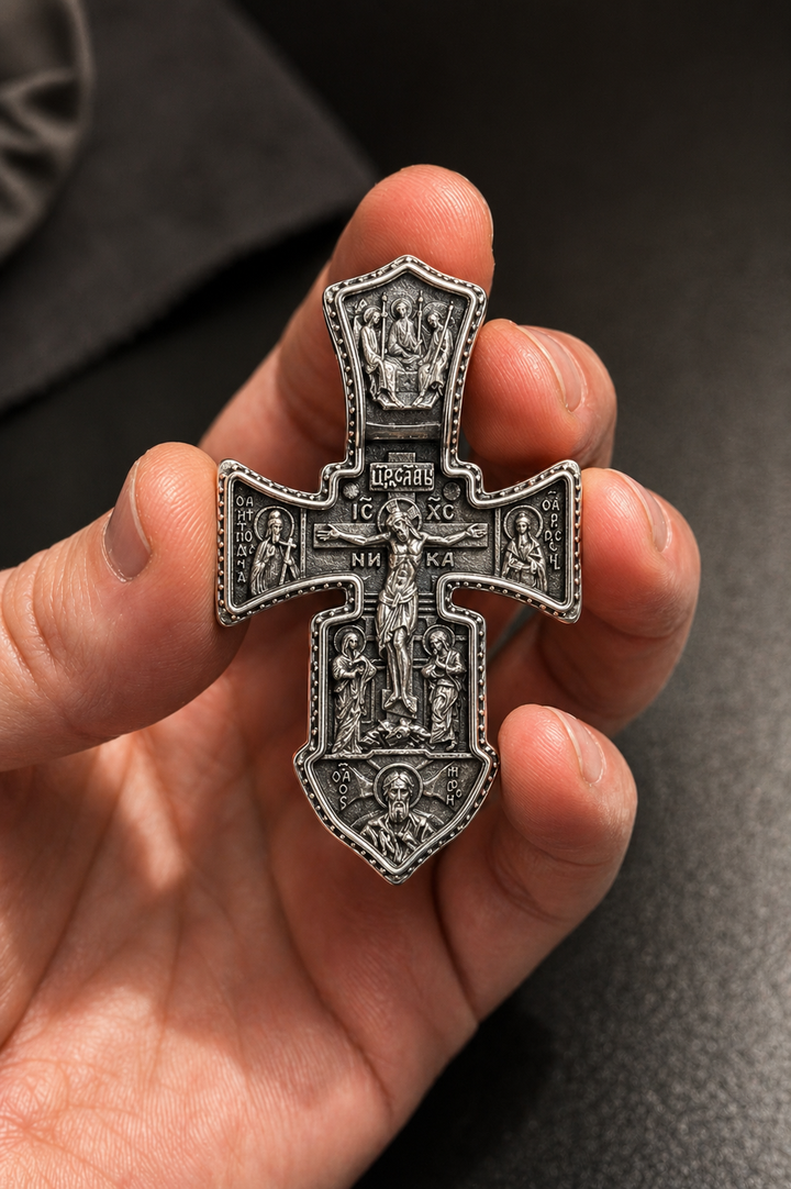 Heavy Silver Cross “Holy Trinity” 005 – Dynamis Jewelry