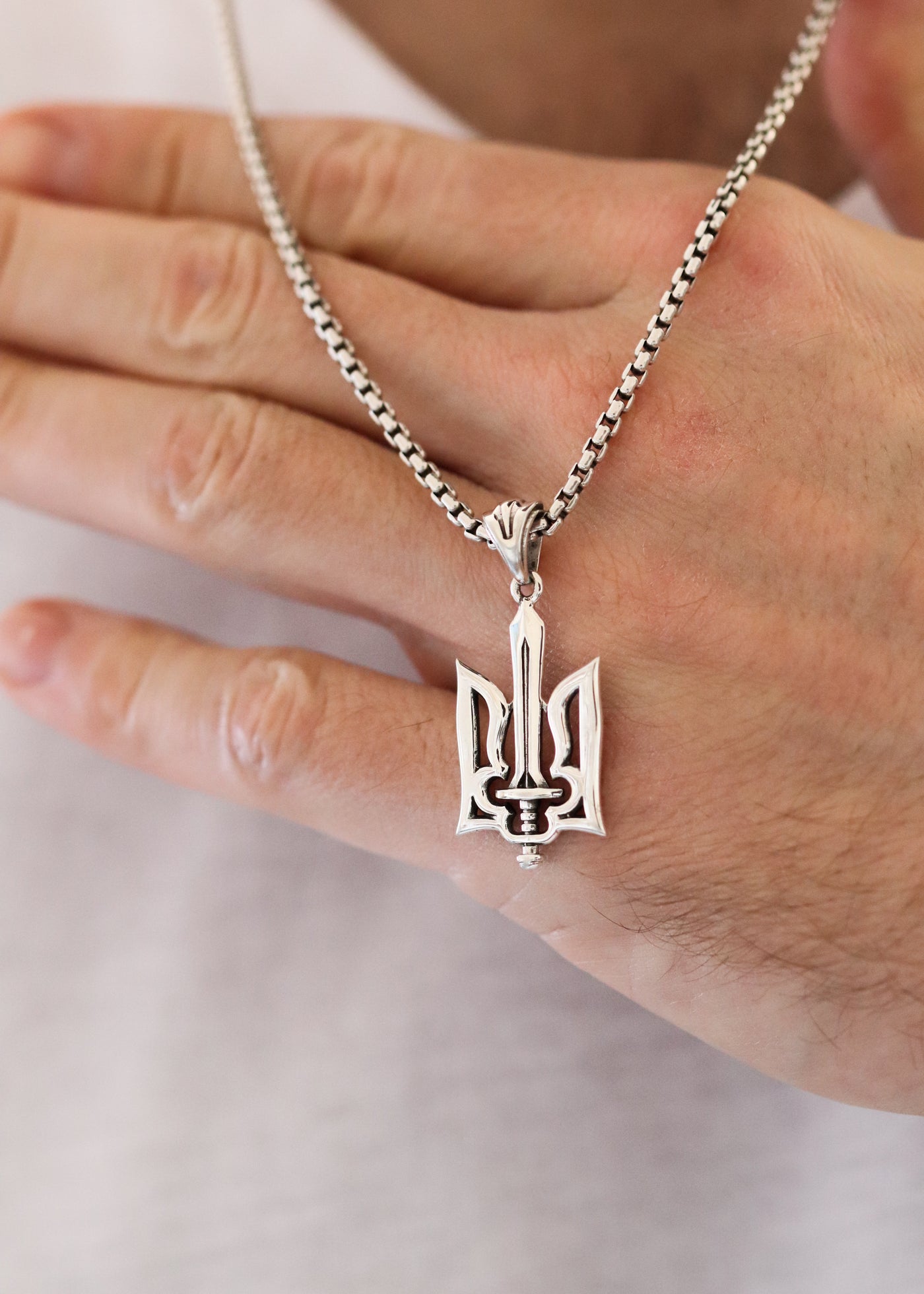 Ukrainian Trident Silver Pendant