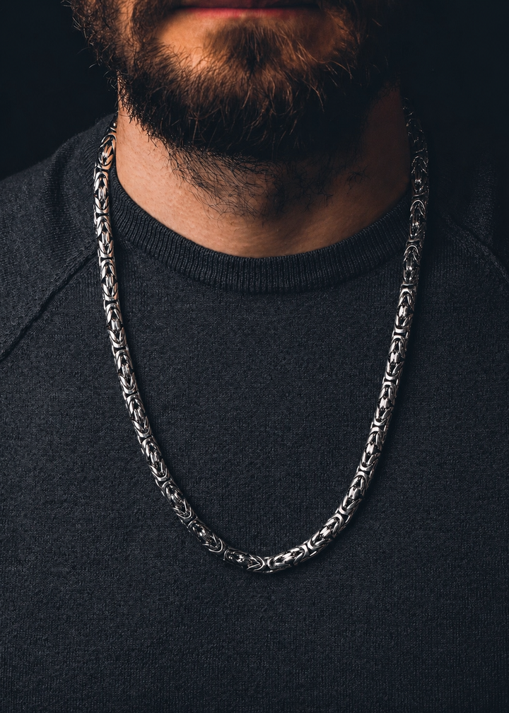 Heavy silver byzantine necklace (8 mm) – Dynamis Jewelry