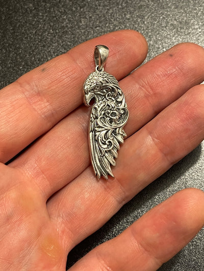 Raven Wing Silver Pendant