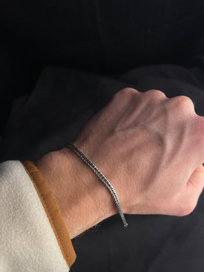Thin Foxtail Silver Bracelet with hook clasp
