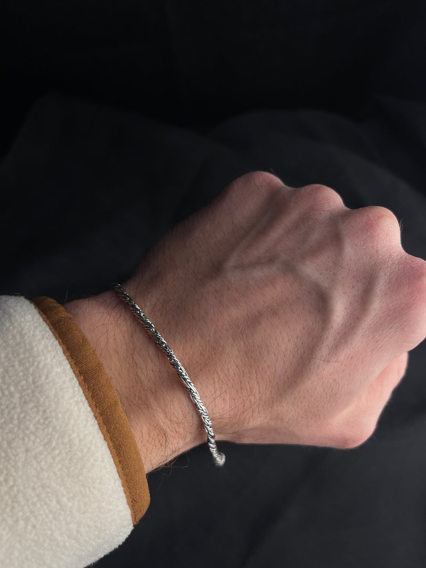 Thin Bali Silver Bracelet with hook clasp