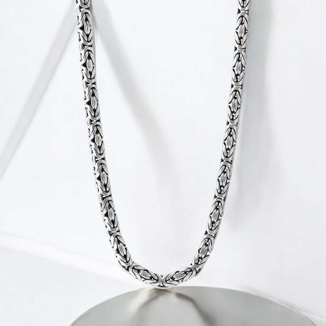 Heavy silver byzantine necklace (8 mm) – Dynamis Jewelry