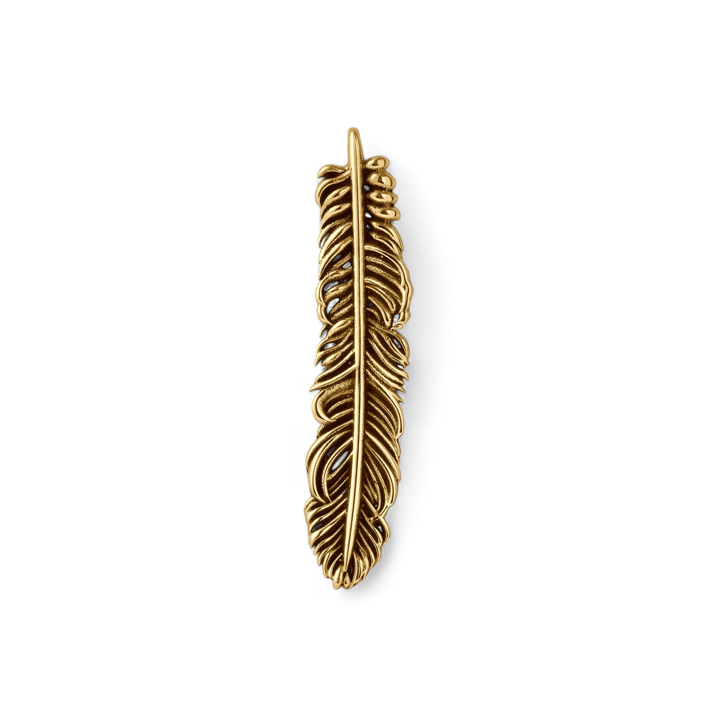 14k Yellow gold Feather pendant