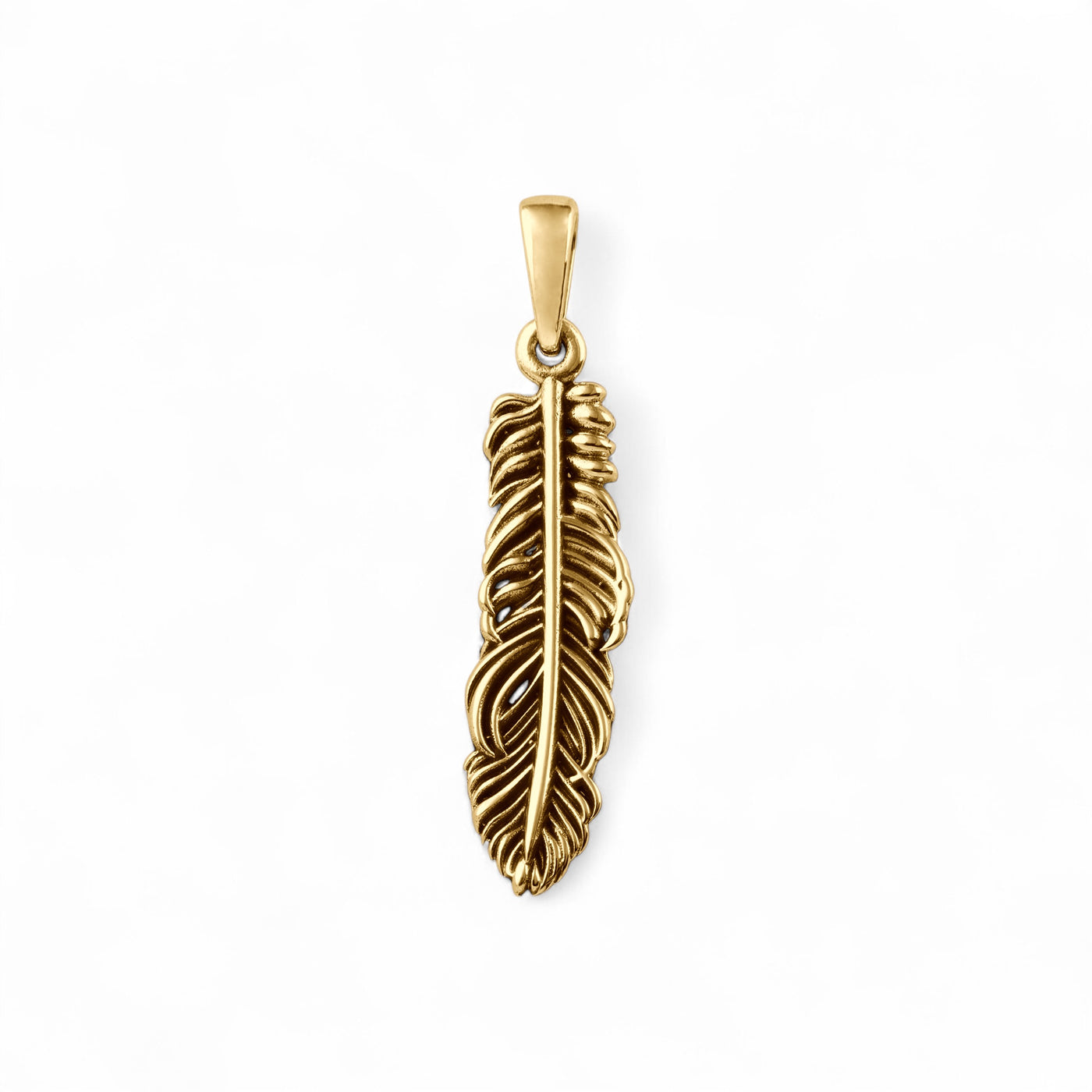 14k Yellow gold Feather pendant