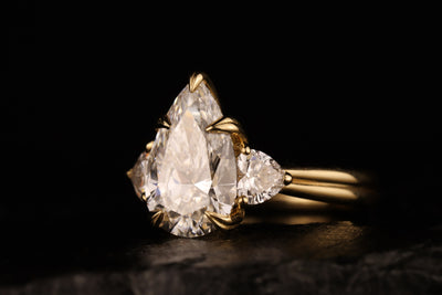 The Eternal Flame – 3ct Pear & Heart Diamond Ring in 18K Gold