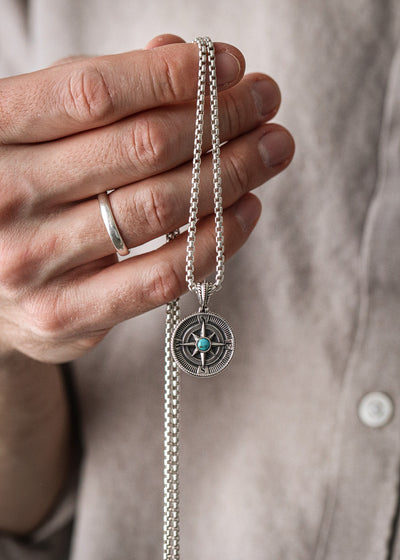 Silver Compass Pendant
