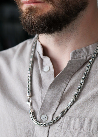 Collar de cola de zorra de plata pesada (6 mm)