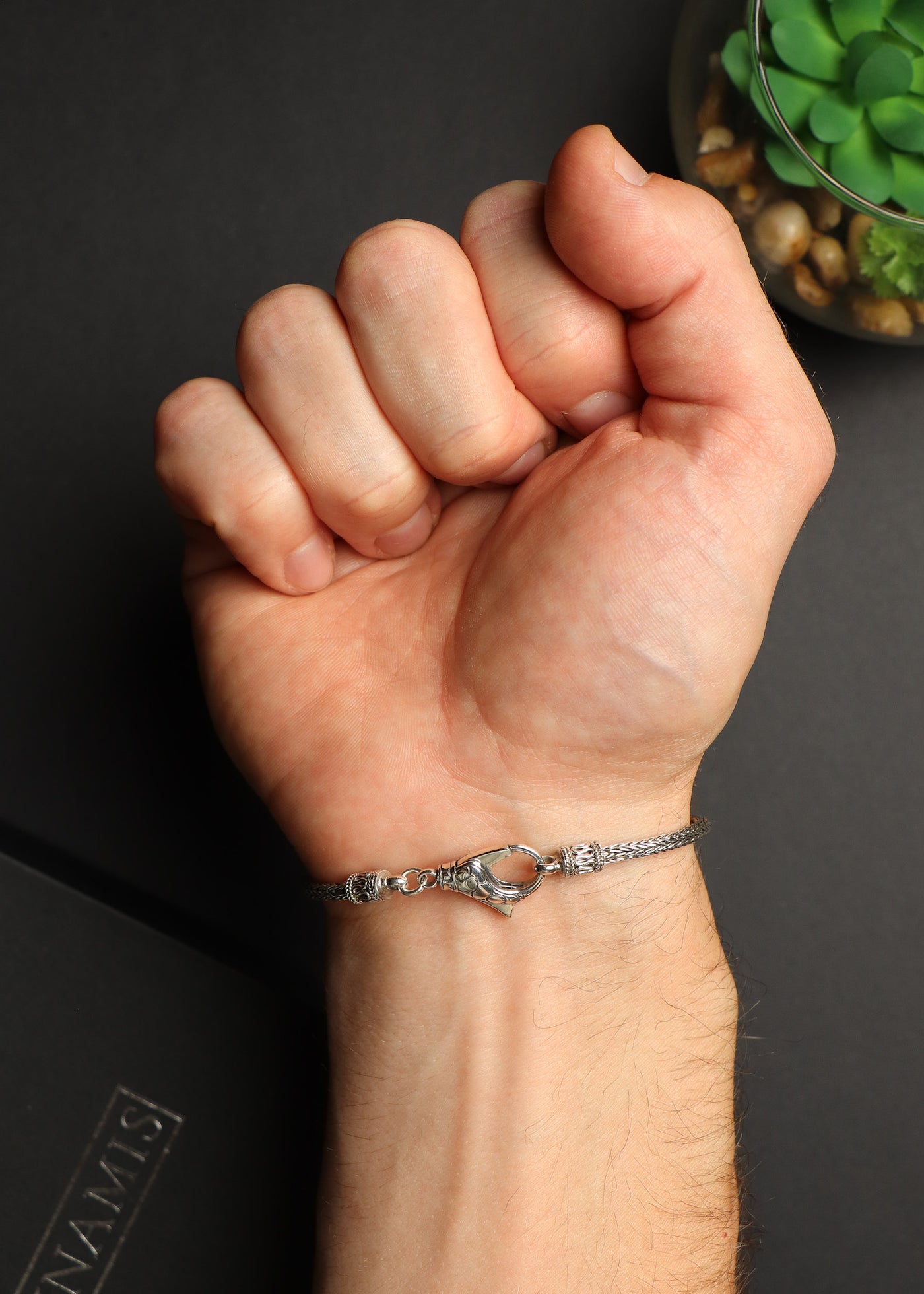 Thin foxtail silver bracelet