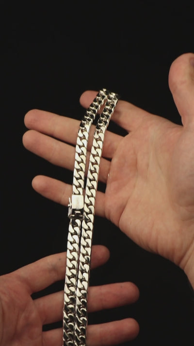 Collar cubano de plata pesada (10 mm)