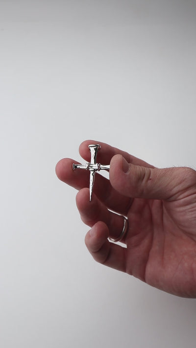 Three Nails Cross Silver Pendant