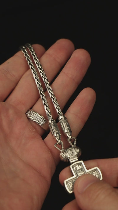 Silver Orthodox cross necklace