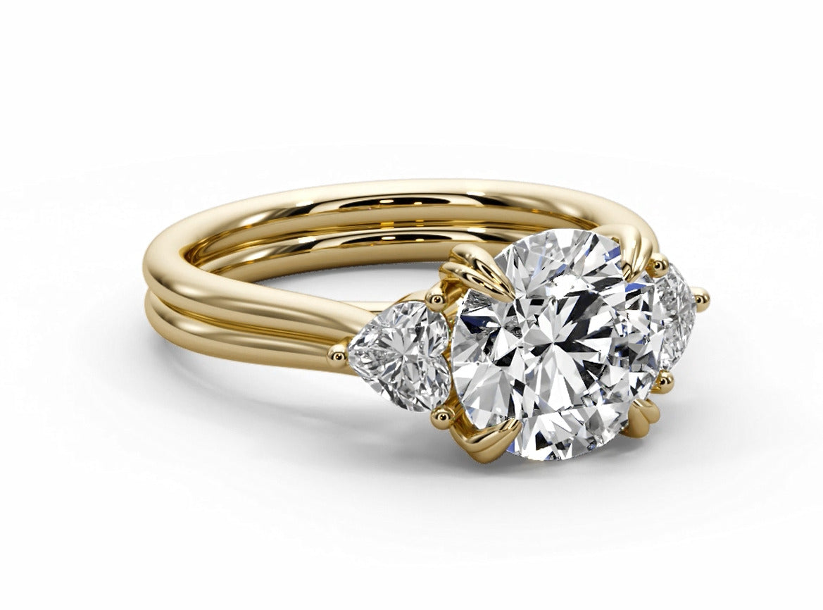 The Radiance – Round & Heart Diamond Ring in 18K Gold