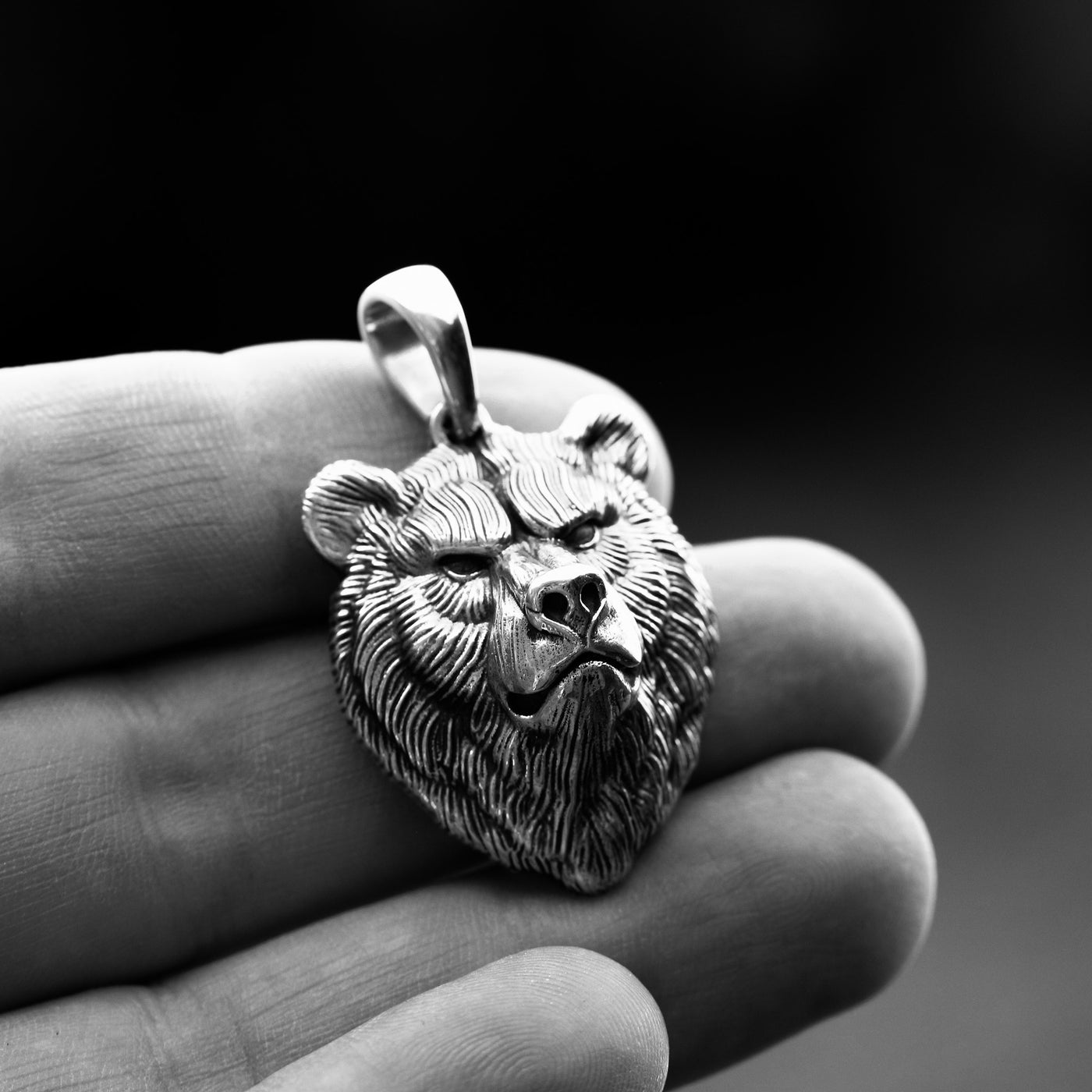 Grizzly Bear Silver Pendant