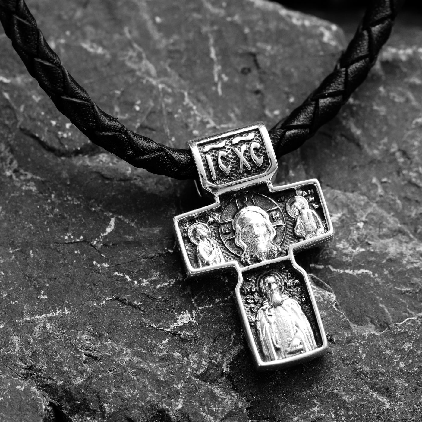 Leather Necklace with Cross