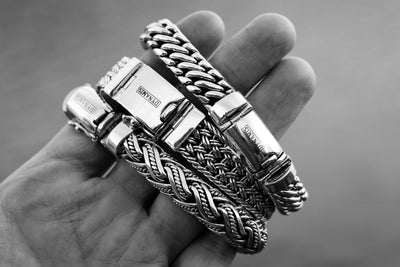 Heavy Woven Snake Silver Bracelet (12 mm)