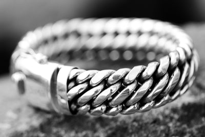 Woven Chunky Silver Bracelet (20 mm)